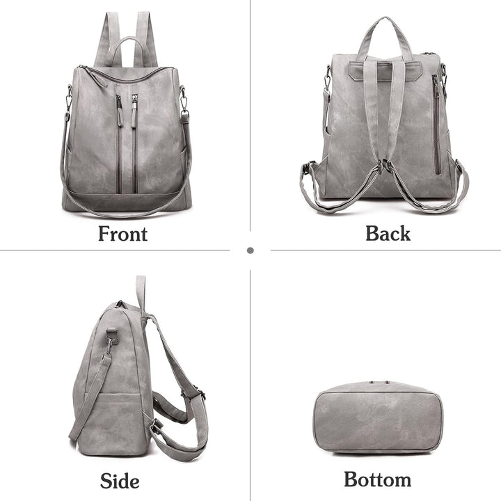 PORRASSO Mode Rucksack Damen Umhängetasche Frauen Wasserdicht Daypack Mädchen Schultasche Leder Ruck