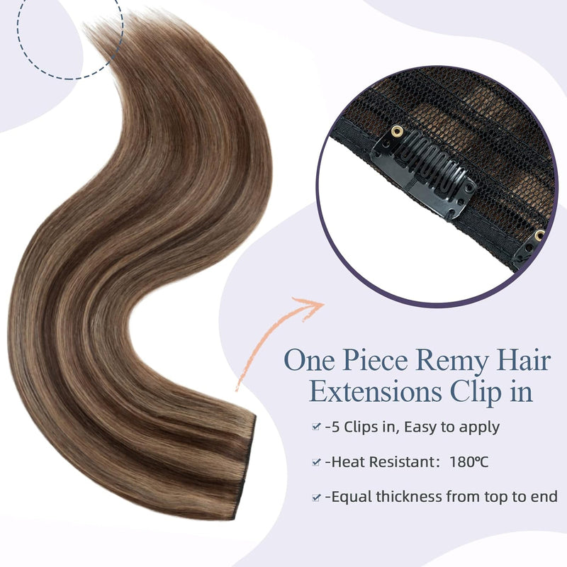 Haarteile Echthaar Extensions Clip in 1 Tresse 5 Clips Dick Haarteil Weich Haarverlängerung 100% Rem