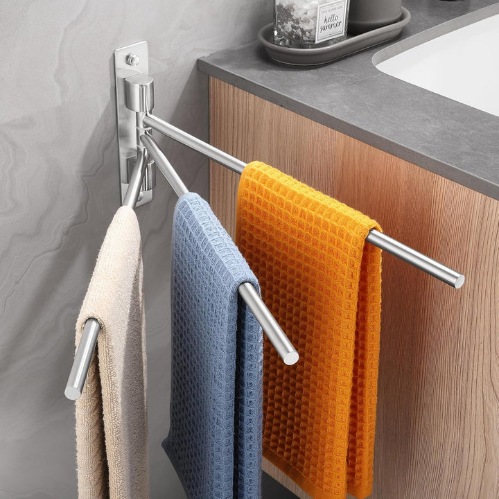 Handtuchhalter mit Bohrmontage 180° Schwenkbar 3-armig Handtuchhalter aus SUS304 Edelstahl Gebürstet