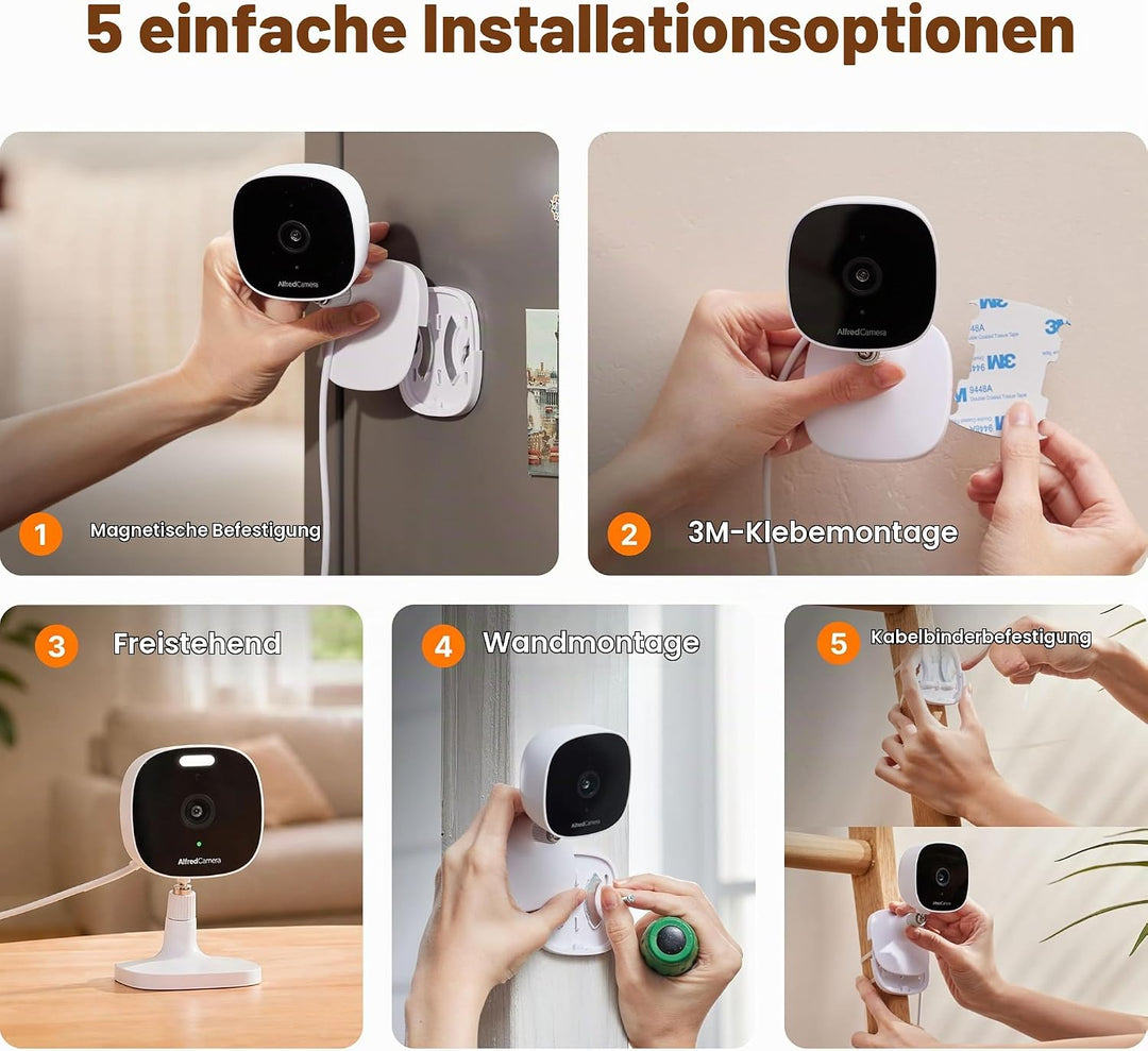 AlfredCam Plus 2 Überwachungskamera Aussen, 2.5K 4MP, Farb-Nachtsicht, LED-Scheinwerfer, IP65 wetter
