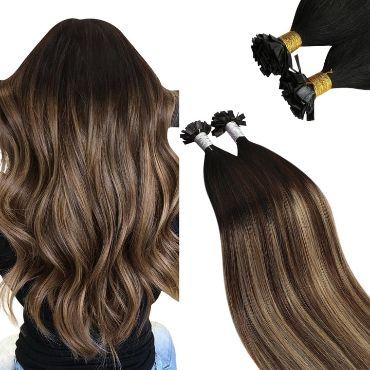 Ugeat Pre Bonded Flat Tip Bondings Echthaar Balayage Ombre Keratin Fusion Glue Sticks Tips Naturlich