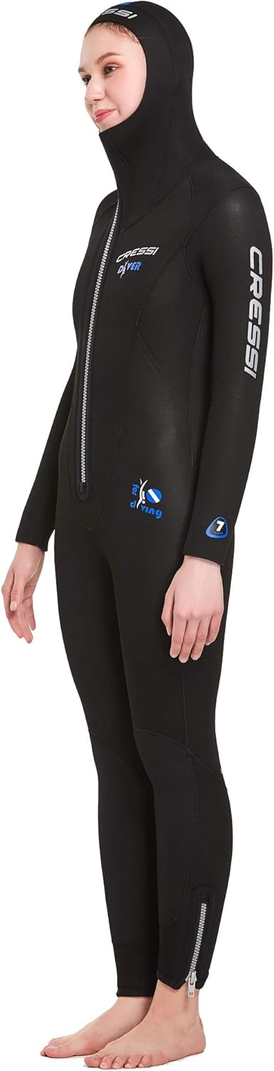 Cressi Diver Lady Monopiece Wetsuit - Premium Neoprenanzug für Damen mit Fester Kapuze - erhältlich