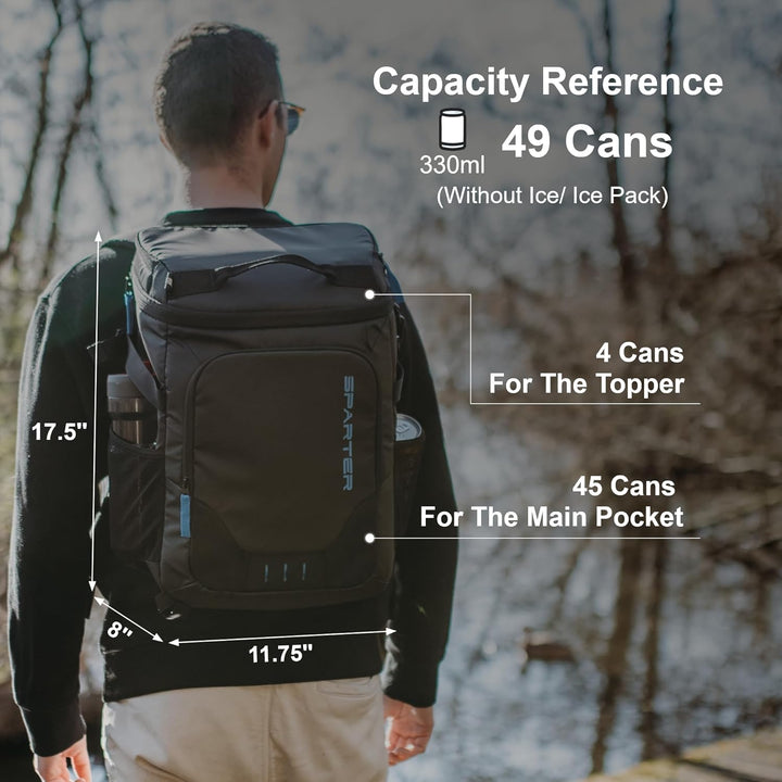 SPARTER Rucksack-Kühler, 33/49 Dosen Kühlrucksack, Isoliert Thermo Rucksack, Auslaufsicher, Wasserdi