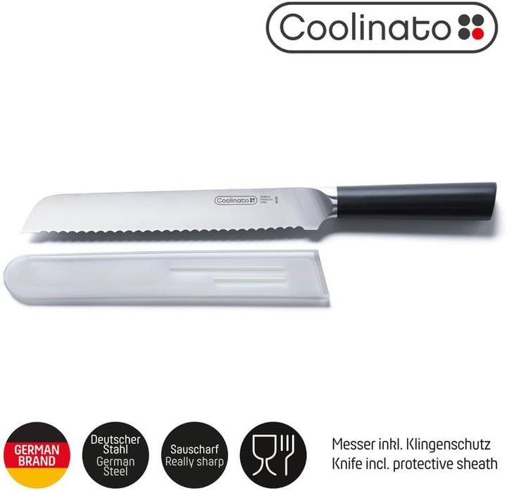 Coolinato – Profi Brotmesser Wellenschliff 20cm – Extra scharfer Klingenstahl – Ergonomischer Kunsts