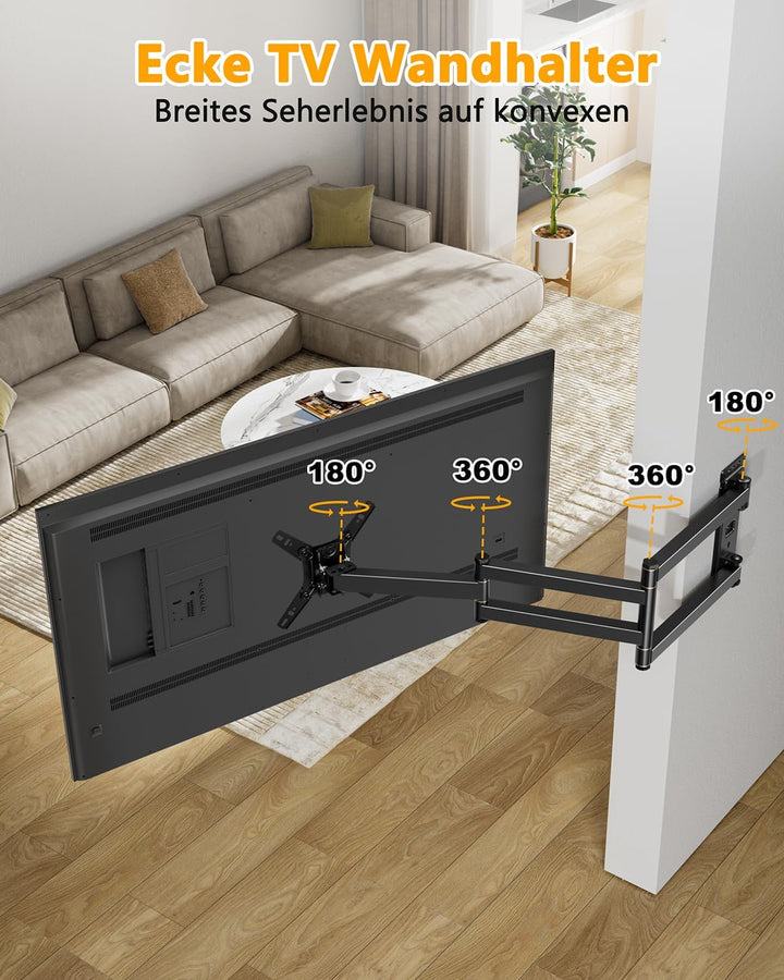 TV Wandhalterung mit 1036mm Langem Arm WHYFONE 180° Drehung Fernseher Wandhalterung Schwenkbar Ecke