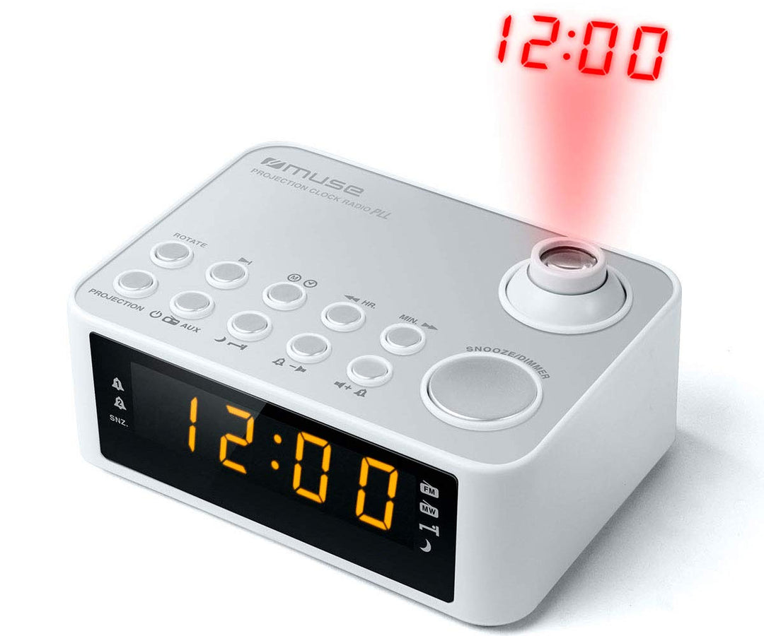 Muse M-178 PW Radiowecker mit Uhrzeitprojektion weiss, Weiss