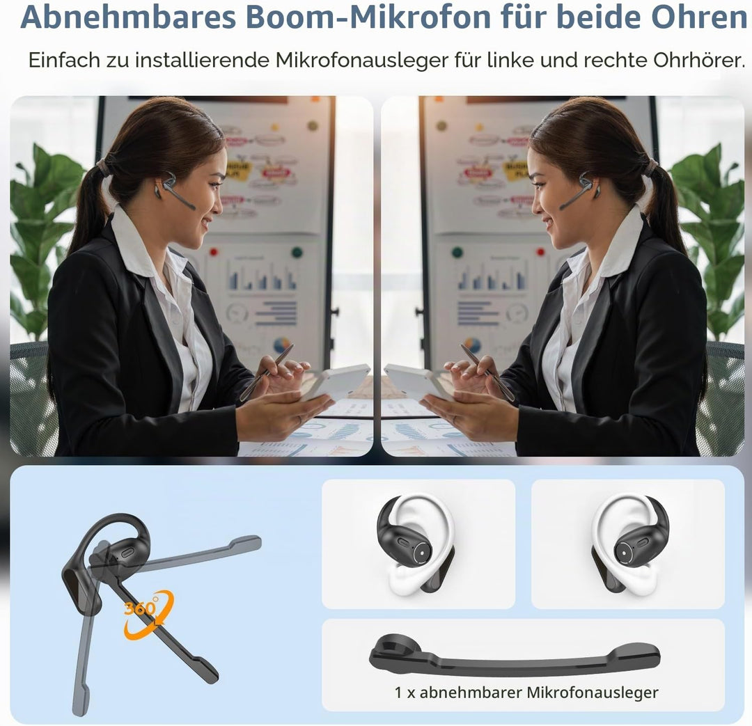 BANIGIPA Open Ear Kopfhörer mit abnehmbarem Mikrofon, True Wireless Earbuds mit DSP Geräuschunterdrü