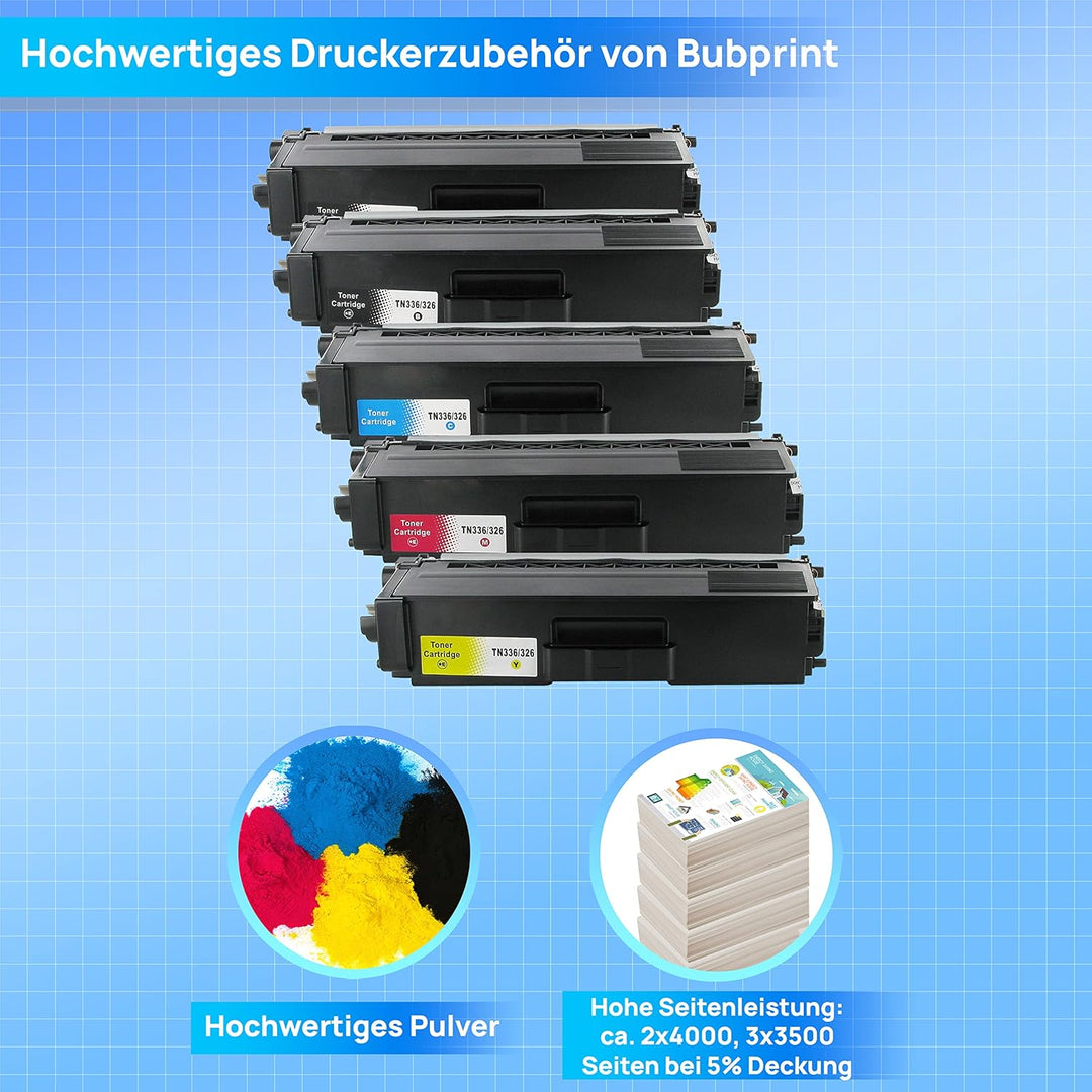 5 Toner kompatibel als Ersatz für Brother TN-326 TN-326BK TN-326C TN-326M TN-326Y für DCP-L8400CDN D