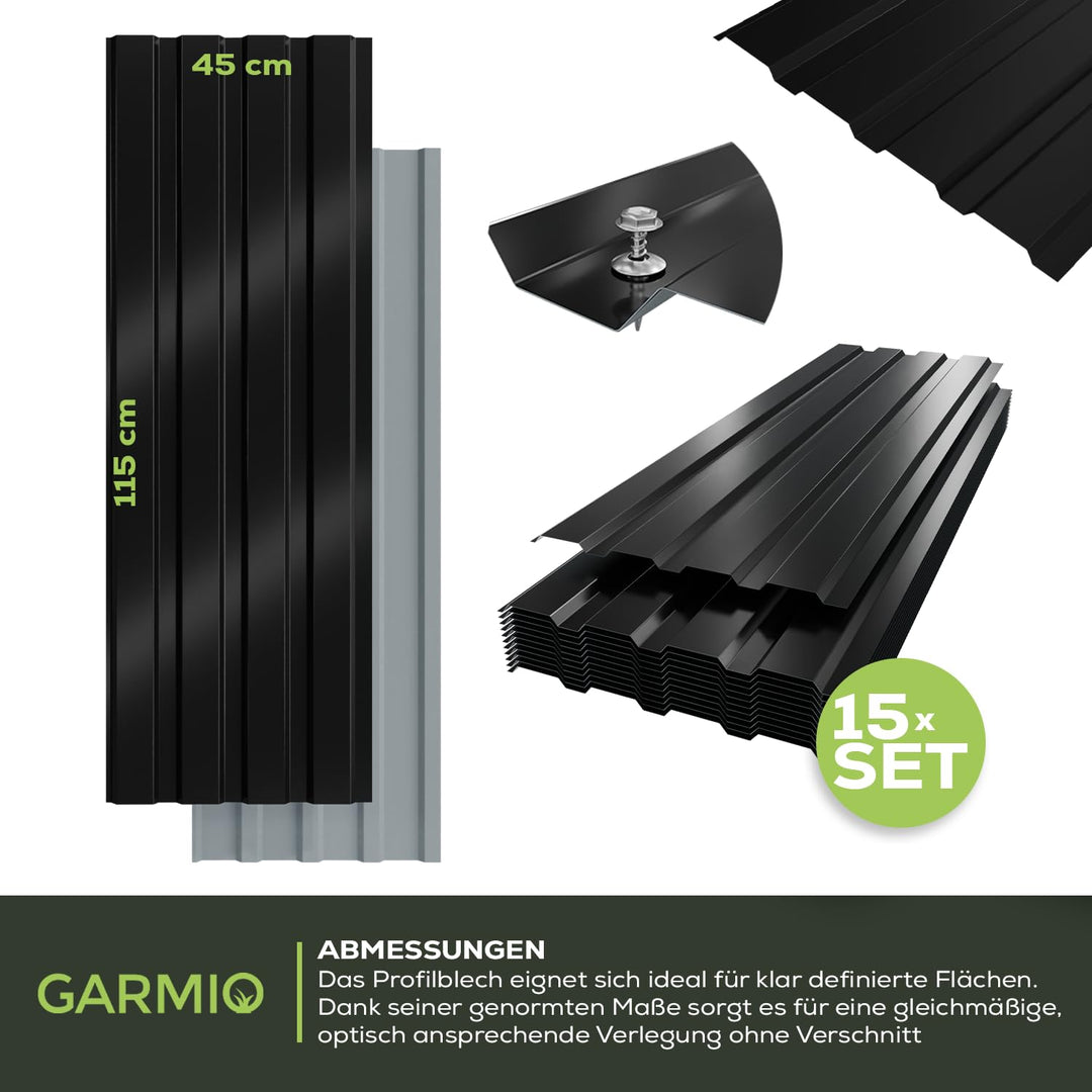 Profilblech Amalfi 115x45 cm Trapezblech Set mit 15 Stück, 7,8 m² Dachblech inkl. Schrauben, verzink