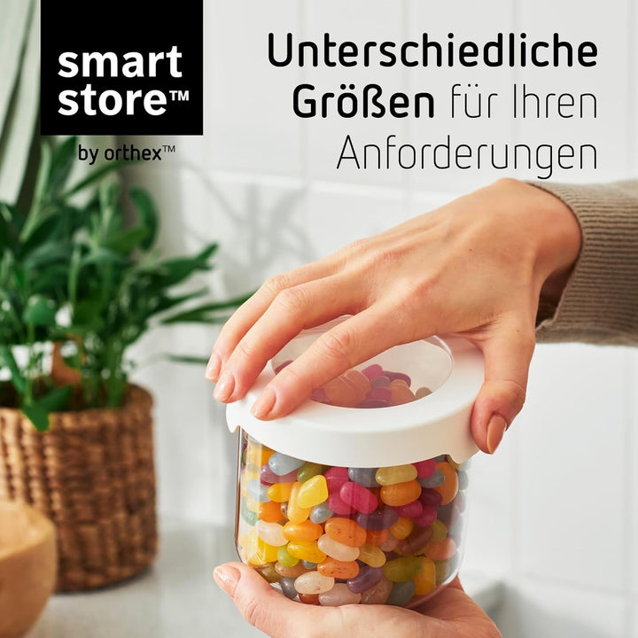 SmartStore Runde Vorratsdosen mit Deckel 0.75L und 1.45L – 6er Set – Kunststoff-Lagerung Box mit Dec