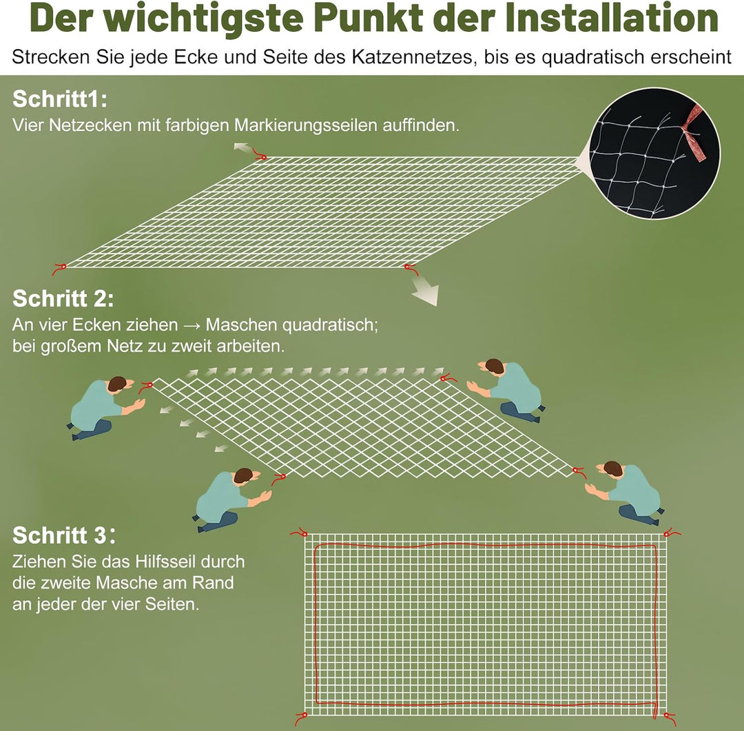 Aystkniet Katzennetz für Balkon Transparent 6 × 3M,Katzenschutznetz für Balkon mit Befestigungsseil