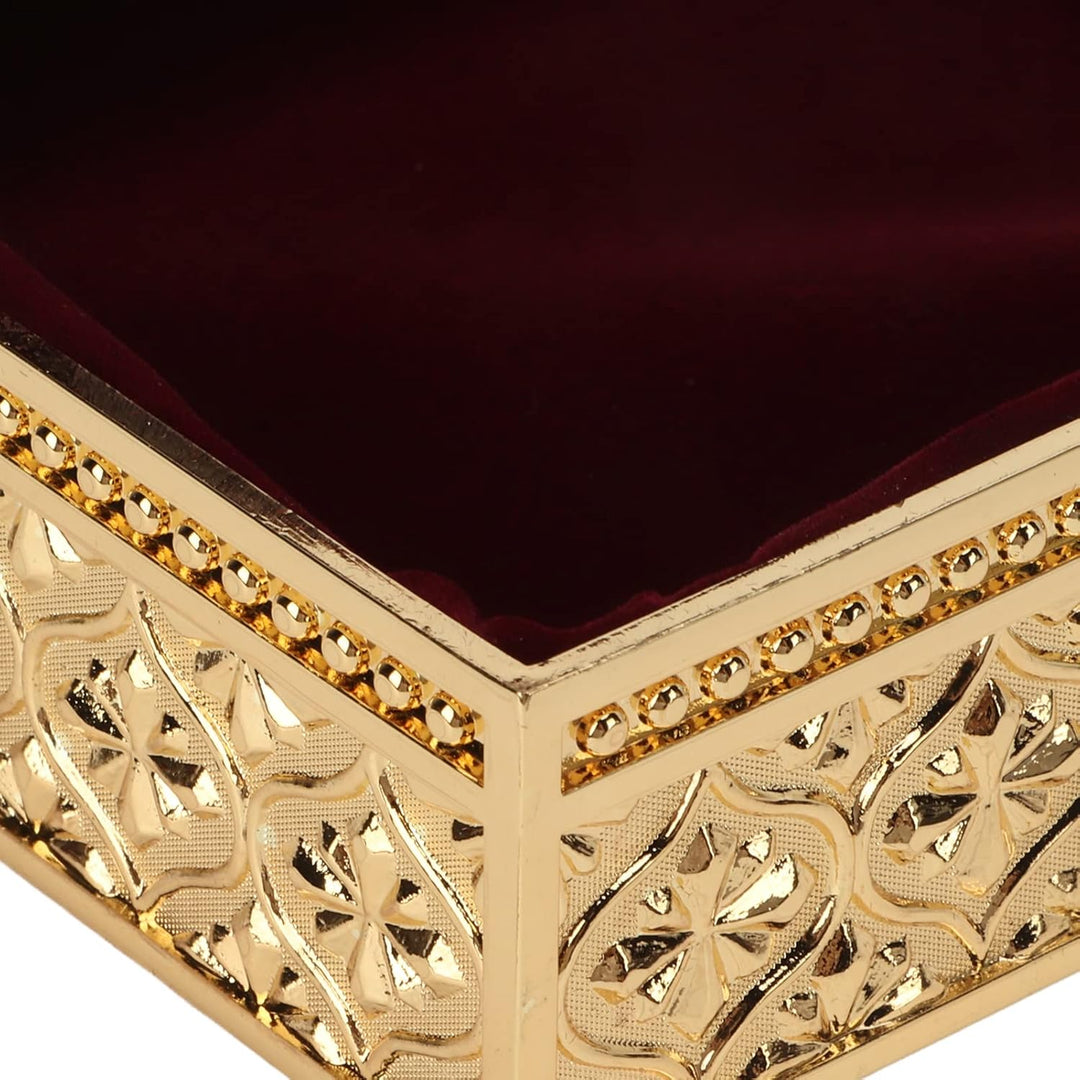 HERCHR Vintage Schmuckschatulle aus Metall, Schmuckkästchen Schmuckaufbewahrungsbox mit Rosenmuster