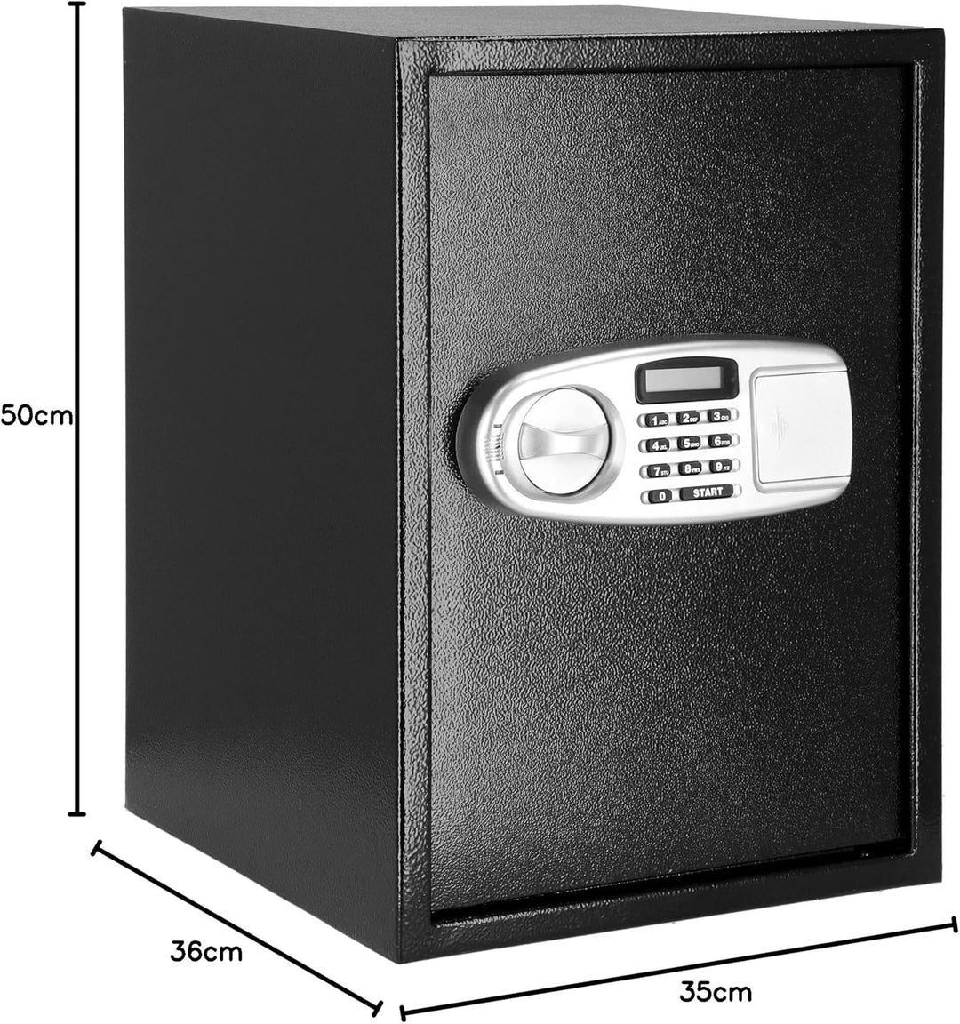 SPRINGOS Tresor Safe mit elektronischem Schloss 2 Schlüssel 35 x 36 x 50 cm Schwarz 35 x 36 x 50 cm,