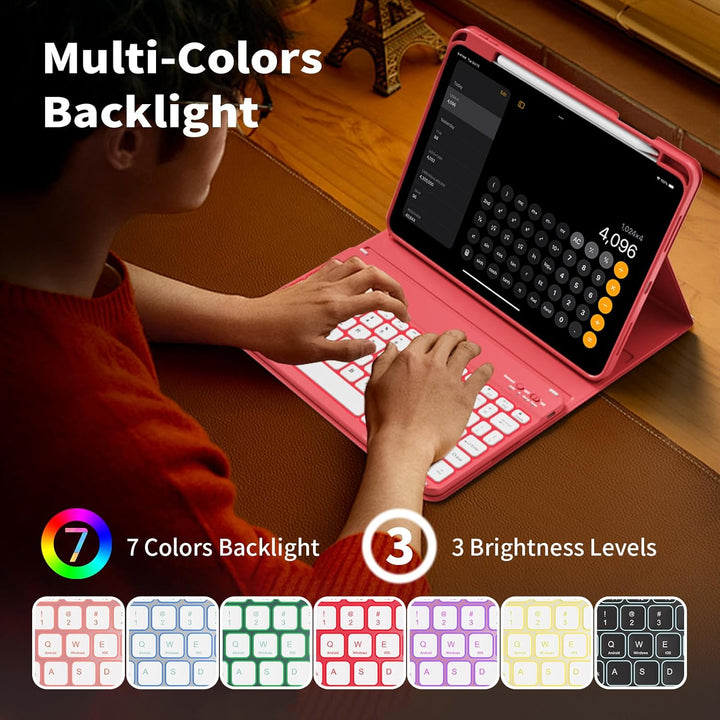 Tastatur Hülle für iPad 10. Generation 10,9" 2022 & iPad 11th Gen A16 2025 mit Stifthalter, TPU Rück