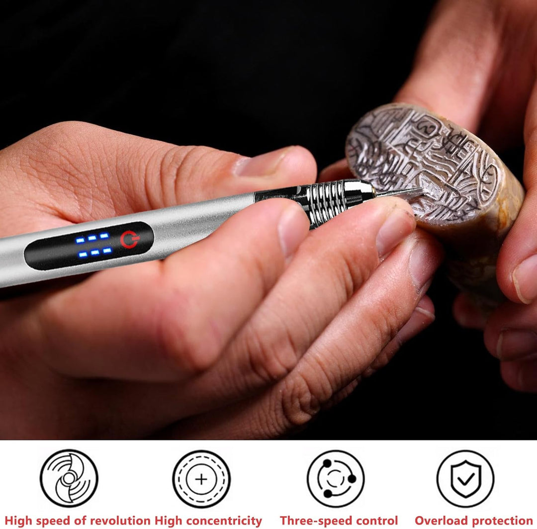 Elektrischer Gravierstift, Bis Zu 18.000 U/min Einstellbar, Kabellos USB Wiederaufladierbar Gravur W