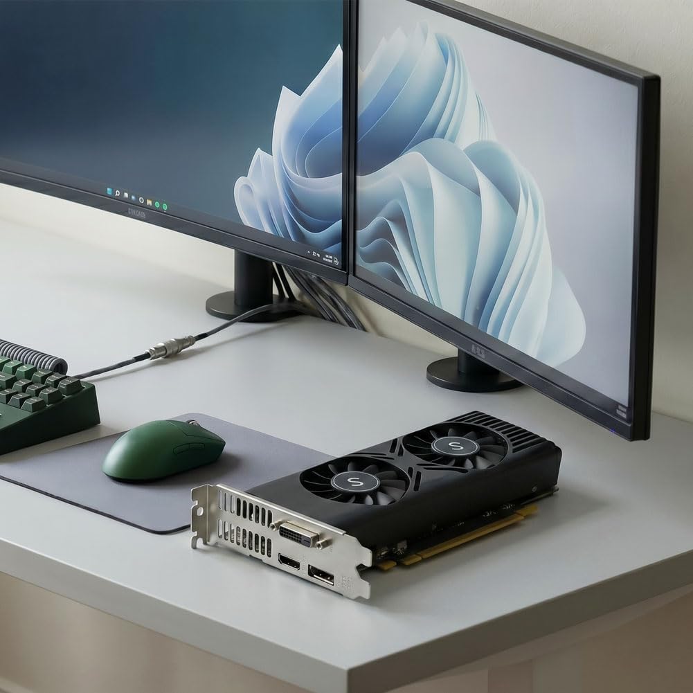 GTX 1050 Ti Grafikkarte für PC, 4GB GDDR5 128-bit, HDMI DisplayPort DVI-D, Computer GPU, Gaming Graf