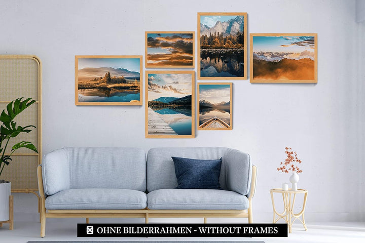 CreativeRobin Premium Poster Set als Wohnzimmer Deko Schlafzimmer | 4x A3 + 2x A4 Wandbilder Collage