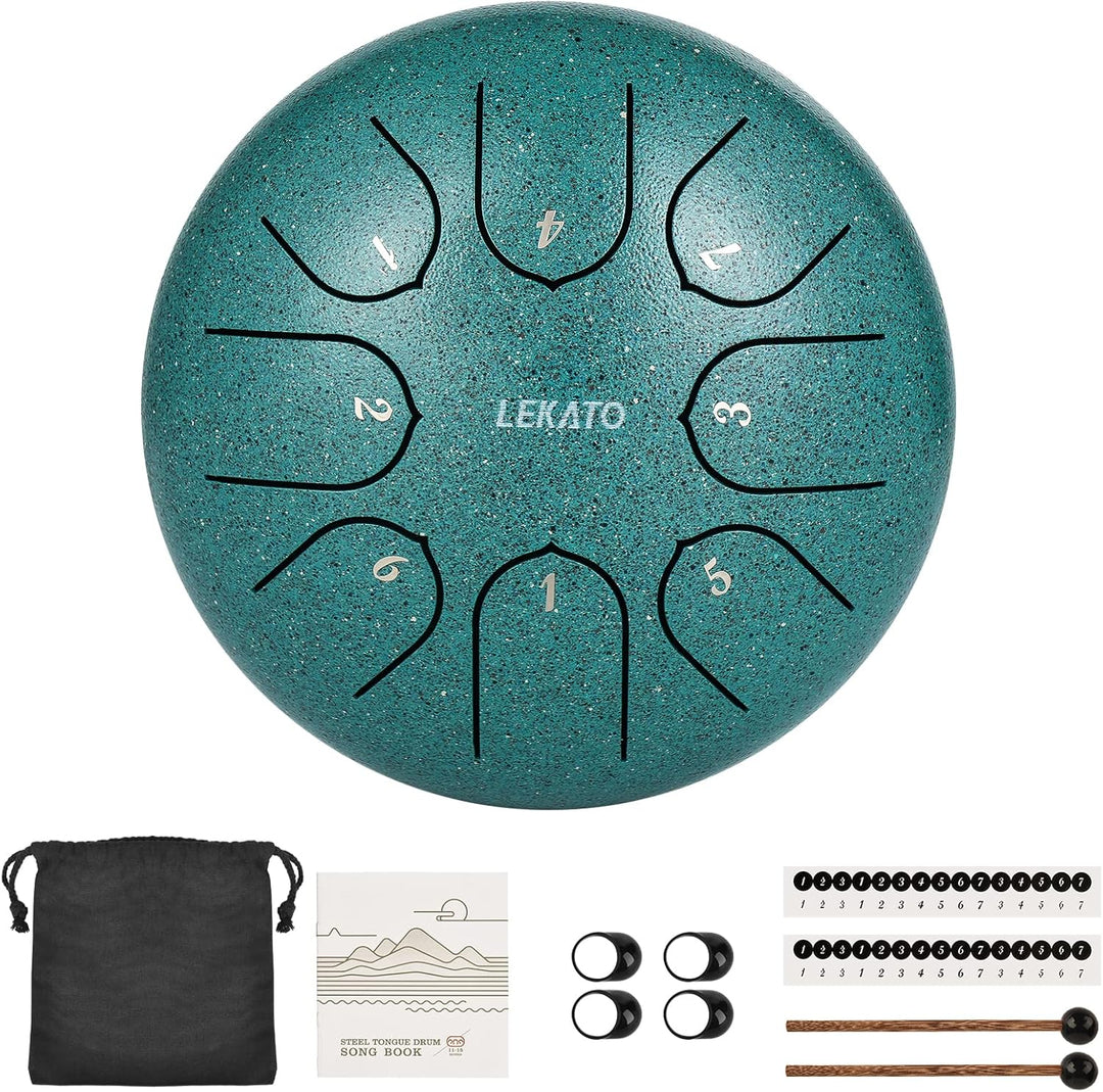 LEKATO Tongue Drum für Kinder, 6 Zoll 8 Tone Zungentrommel Schlagzeug Anfänger, Steel Pan Drum für M