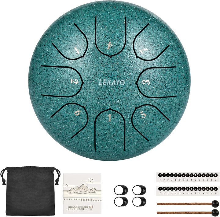 LEKATO Tongue Drum für Kinder, 6 Zoll 8 Tone Zungentrommel Schlagzeug Anfänger, Steel Pan Drum für M