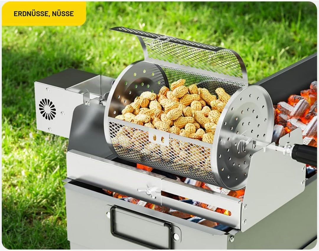 Elektrisch Grillkorb, Rollender Drehspiess, Type-C BBQ automatisch rotierender, Rollgrillkorb-Ladean