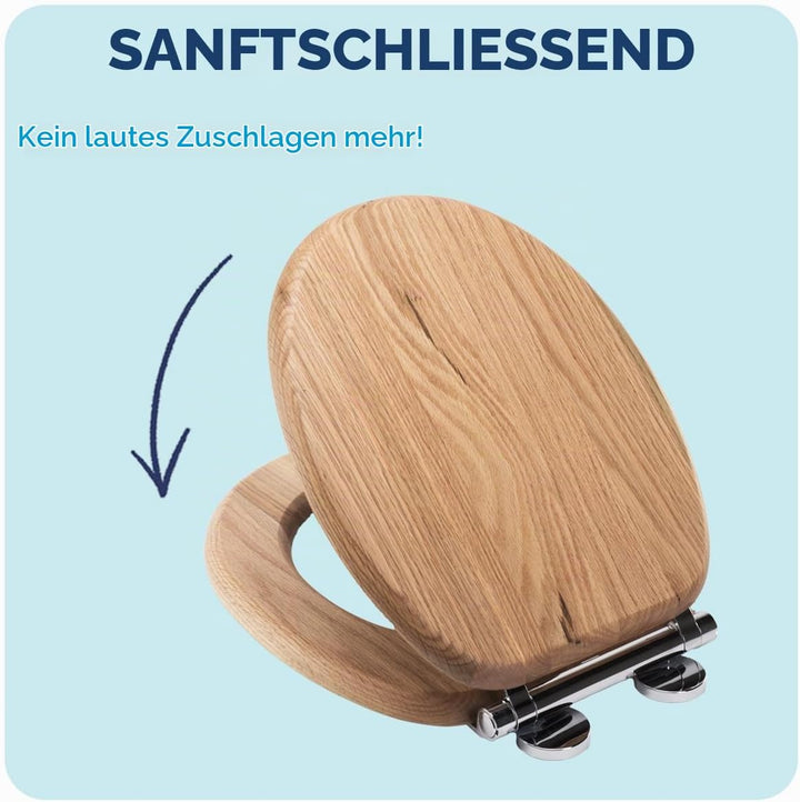 Croydex Always Fits Toilettensitz, Eiche, Massives Eichenholz, 41.5 x 36.5 x 6 cm, Massives Eichenho