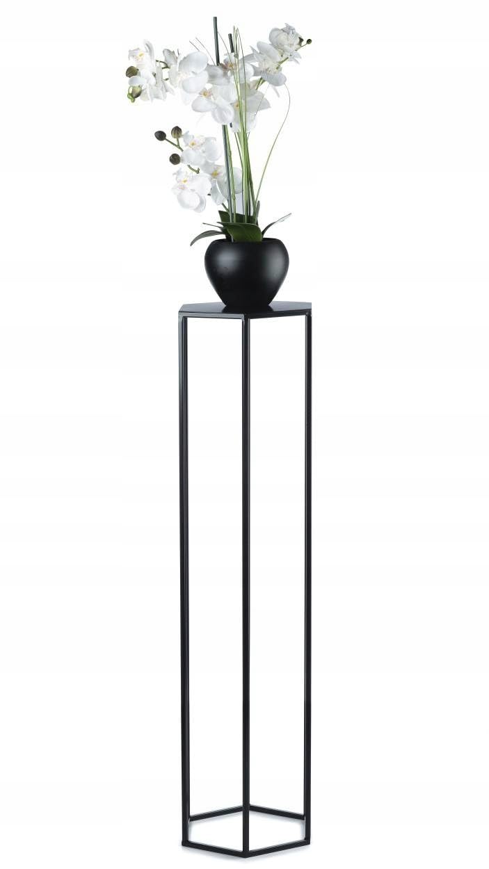 Blumenständer Metall 100 cm Hoch - Solider Blumenhocker in Sechseckiger Form - Schwarz Pflanzenständ