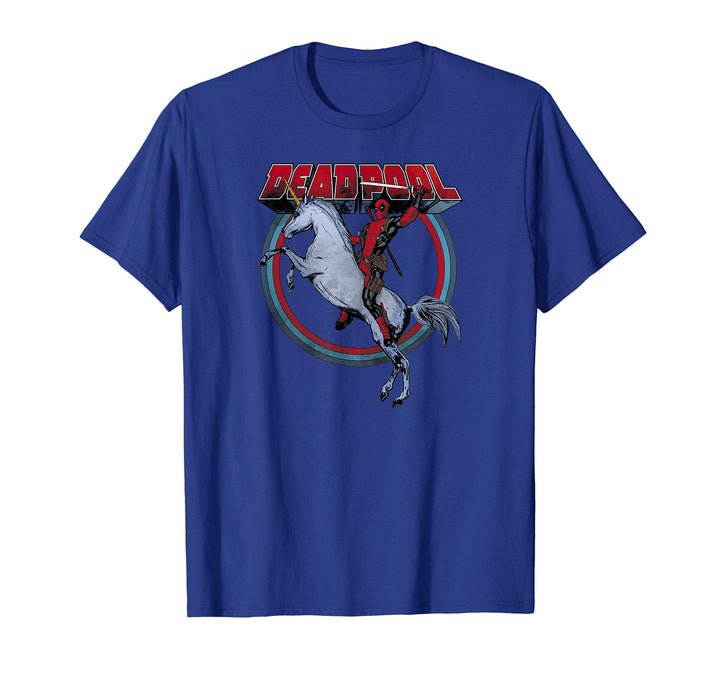 Womens Marvel Deadpool Riding A Unicorn Circle Graphic T-Shirt C2 Medium Brown