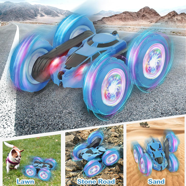 Ferngesteuertes Auto, 90 Min Spielzeit, 2.4Ghz Doppelseitig 360° drehbarer RC Crawler mit Scheinwerf