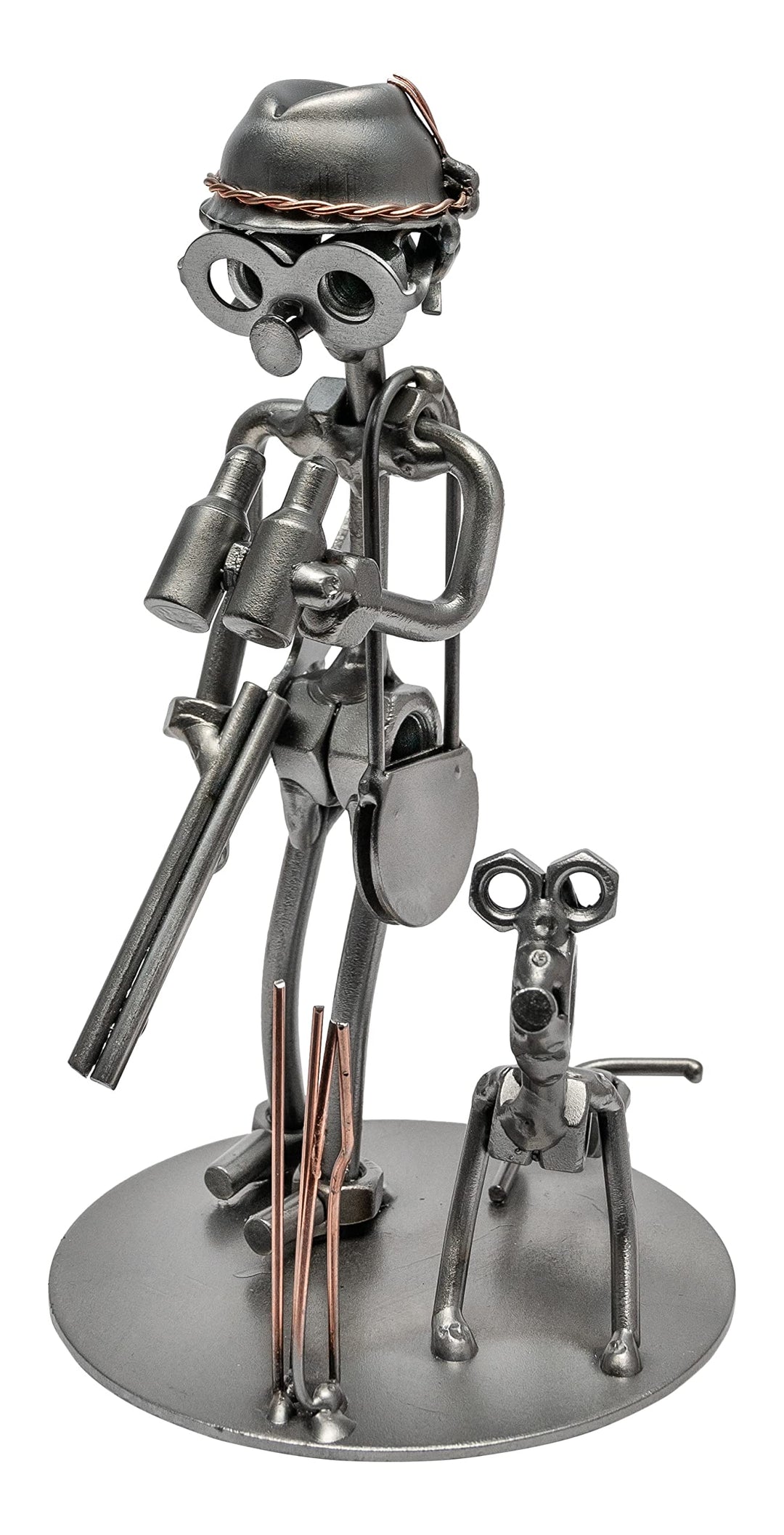 STEEMO Schraubenmännchen Jäger Jagd-Hund Geschenk Metall-Kunst Deko 10x10x18 cm