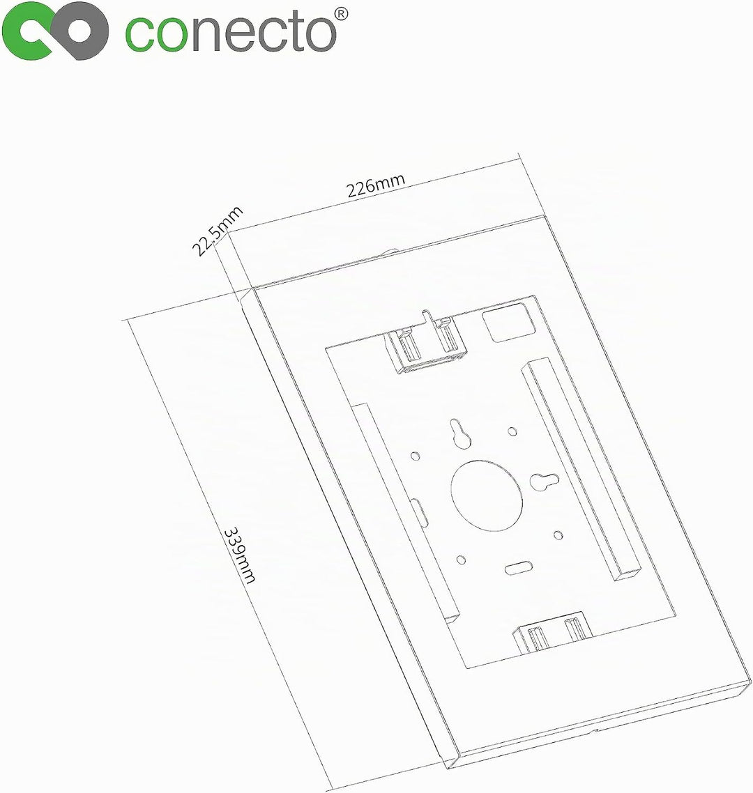 conecto Wandhalterung für Tablet, abschliessbarem Stahlgehäuse für Tab A 10.1 (2019)/ Tab A7/ S6 Lit
