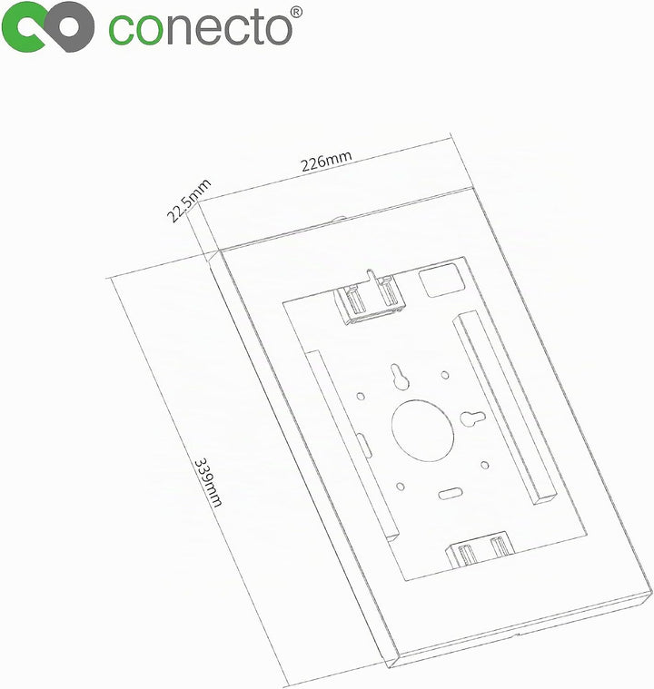 conecto Wandhalterung für Tablet, abschliessbarem Stahlgehäuse für Tab A 10.1 (2019)/ Tab A7/ S6 Lit