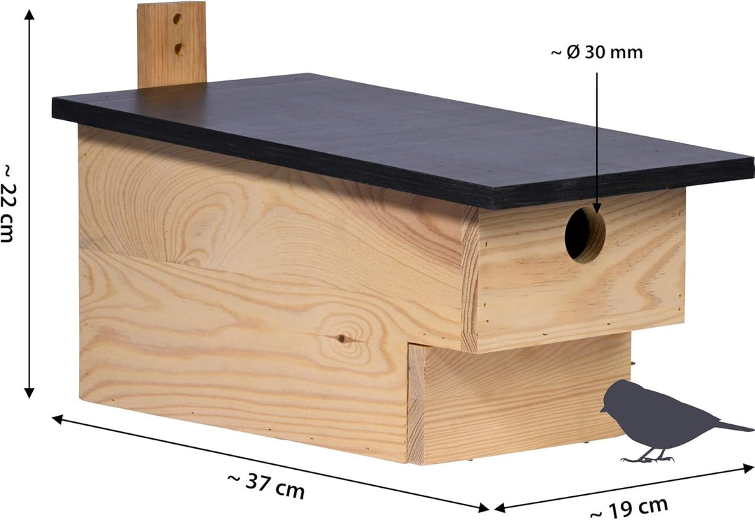 dobar® Grosser Nistkasten für Höhlenbrüter mit Räuberschutz -Vogelbrutkasten für Meisen und Sperling