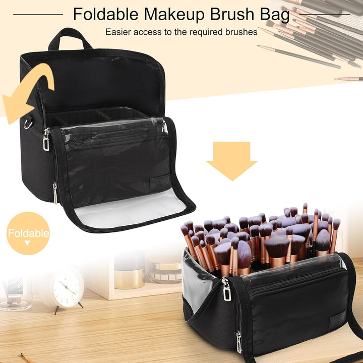 Relavel Kosmetikpinseltasche Extra Gross - Stehhaltende & Faltbare Kosmetiktasche für Reise & Heimge