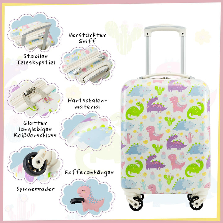 COOLIFE 5tlg Kinderkoffer mit Rucksack, Kindertrolley aus Kunststoff, Kindergepäck, Kinder Kofferset
