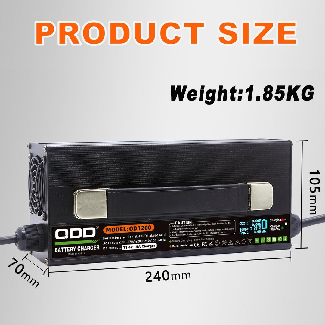 QDD 62,9 V Lithium-Batterie Ladegerät 71,4 V 17S 15A High-Power Smart OLED Display Lade