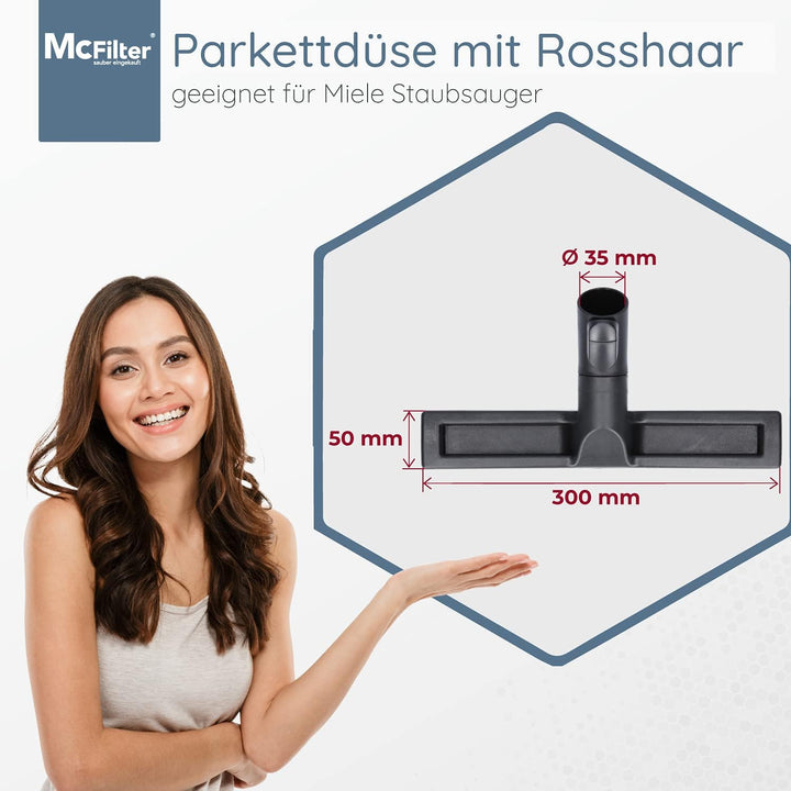 McFilter I Parkettdüse kompatibel mit geeignet für Miele CX1 Staubsauger Serie, Hartbodendüse mit 35