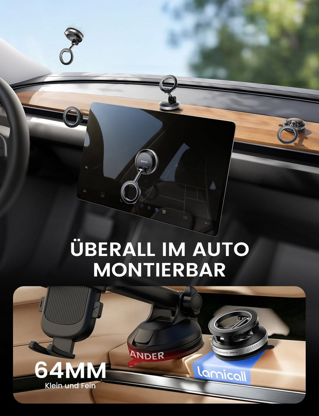 Lamicall Handyhalterung Auto Vakuum für MagSafe Autohalterung - [TOP Saugnapf] Handy Halterung Auto