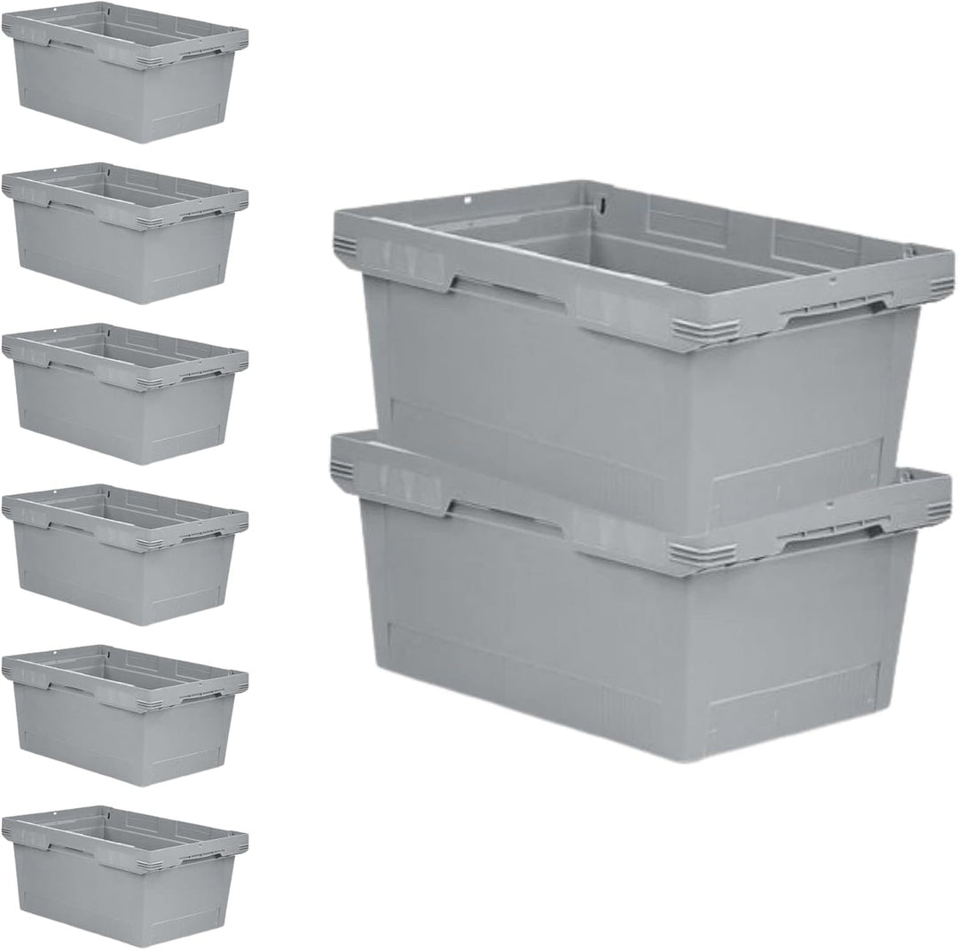 PROREGAL SuperSparSet 8x Conical Mehrweg-Stapelbehälter Grau | HxBxT 27,3x40x60cm | 47 Liter | Lager