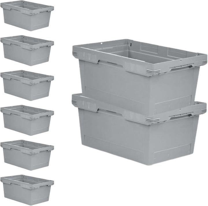 PROREGAL SuperSparSet 8x Conical Mehrweg-Stapelbehälter Grau | HxBxT 27,3x40x60cm | 47 Liter | Lager