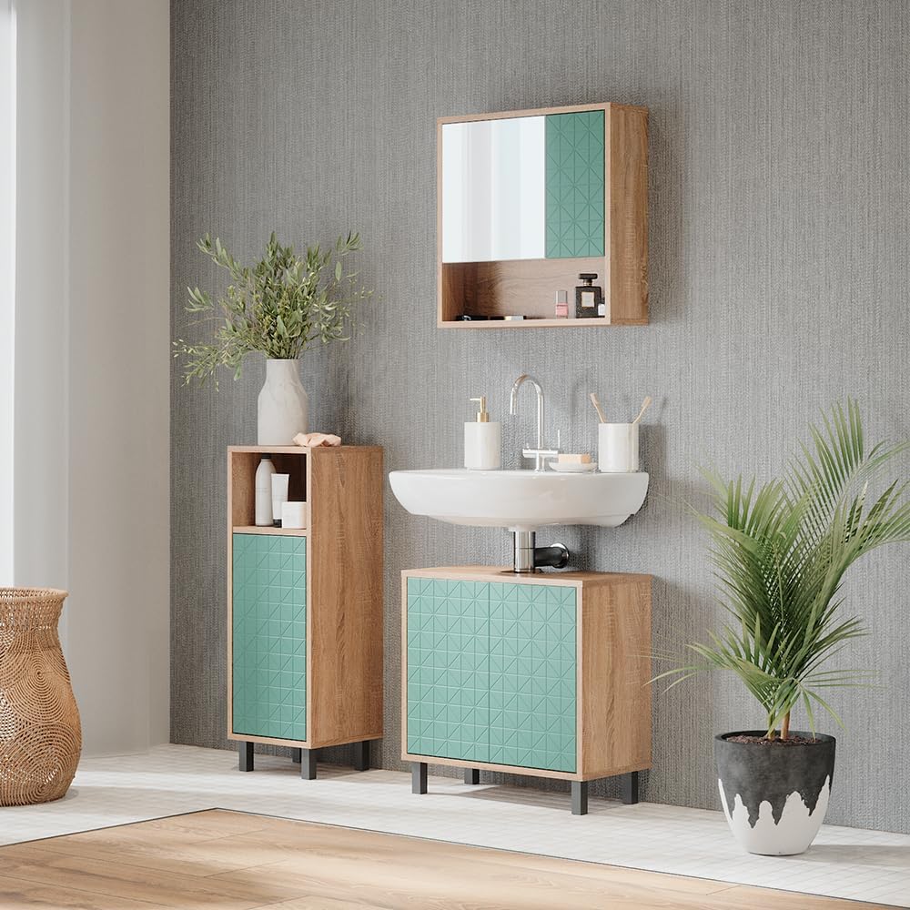 Vicco Midischrank Agasta, Mintgrün/Sonoma, 30 x 87.2 cm Mintgrün Badschrank, Mintgrün Badschrank