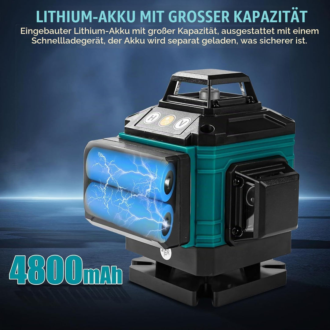 Kreuzlinienlaser Grün mit Stativ, 4 x 360 °16 linienlaser Nivellierlaser Laser Wasserwaage Selbstniv