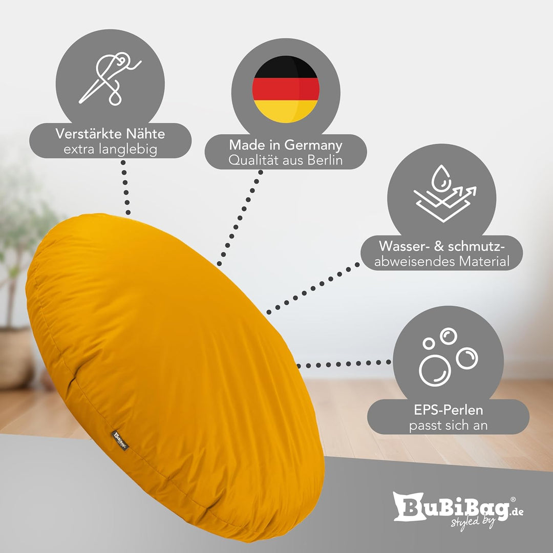 BuBiBag 2in1 Sitzsack L - XXL mit Füllung für Kinder &amp; Erwachsene, Gaming Beanbag &amp; Bodenkissen für