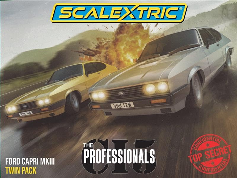Scalextric C4642 The Professionals Capri Twin Pack Slot Car Racing, Silber/Gold