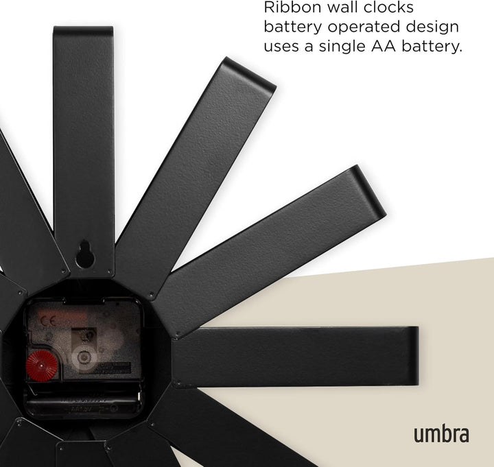 Umbra Ribbon Wanduhr, Moderne Quarz Wanduhr aus gebogenem Metall für Küche, Büro und Schlafzimmer, 3