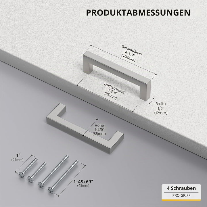15x Goldenwarm® Möbelgriffe Lochabstand 96mm - Stangengriff Schrankgriffe Moebelgriffe 96mm Edelstah