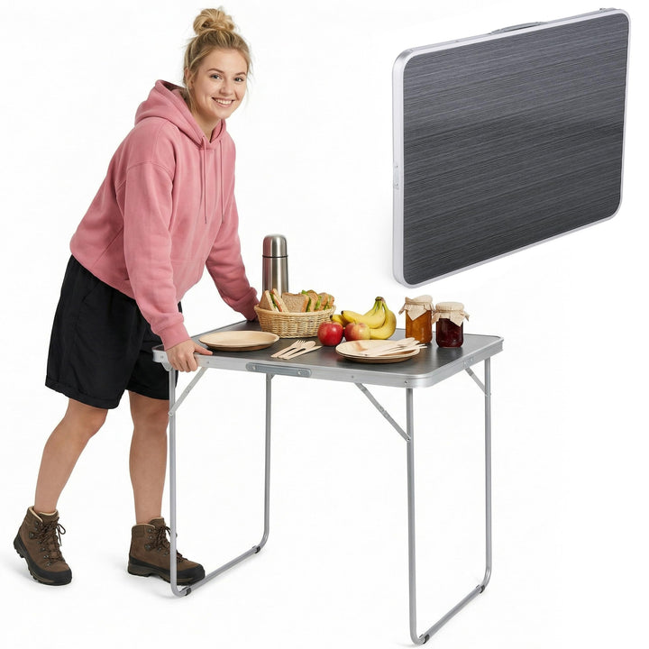 Outtec Campingtisch Klapptisch Reisetisch - 80x60x70 cm - Zusammenklappbar Gartentisch aus Alu und T