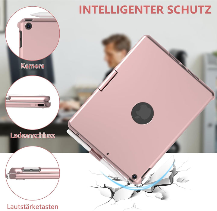 Tastatur Hülle für iPad 10.2 Zoll 9/8/7 Generation 2021/2020/2019, 360° Drehbare Touchpad Tastatur m