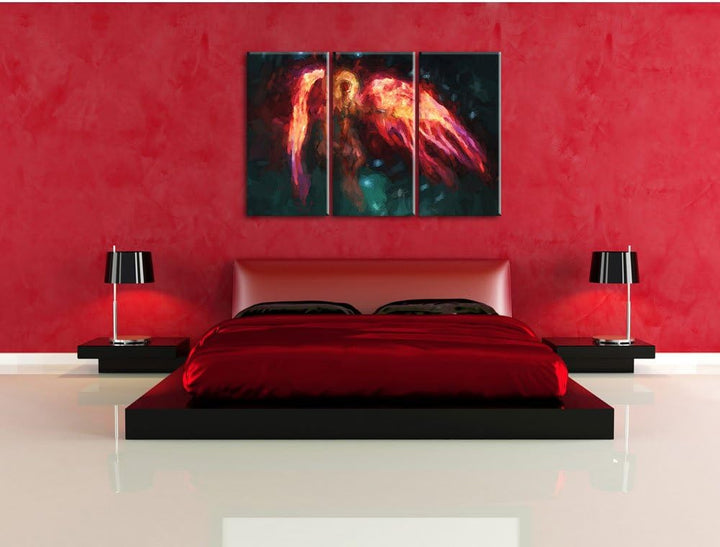 Pixxprint Alien Teufel im Weltraum Kunst als Leinwandbild/Grösse: 3 Teilig (120x80 cm) cm/Wandbild/K