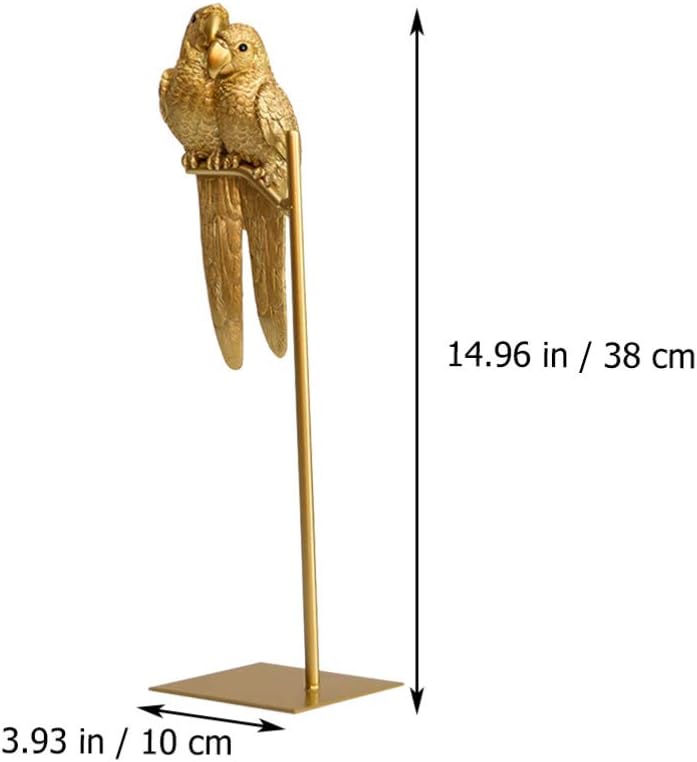BESPORTBLE Papagei Figur Paar Papagei Statue Golden Papagei Auf Ständer Desktop Ornament Wohnzimmer
