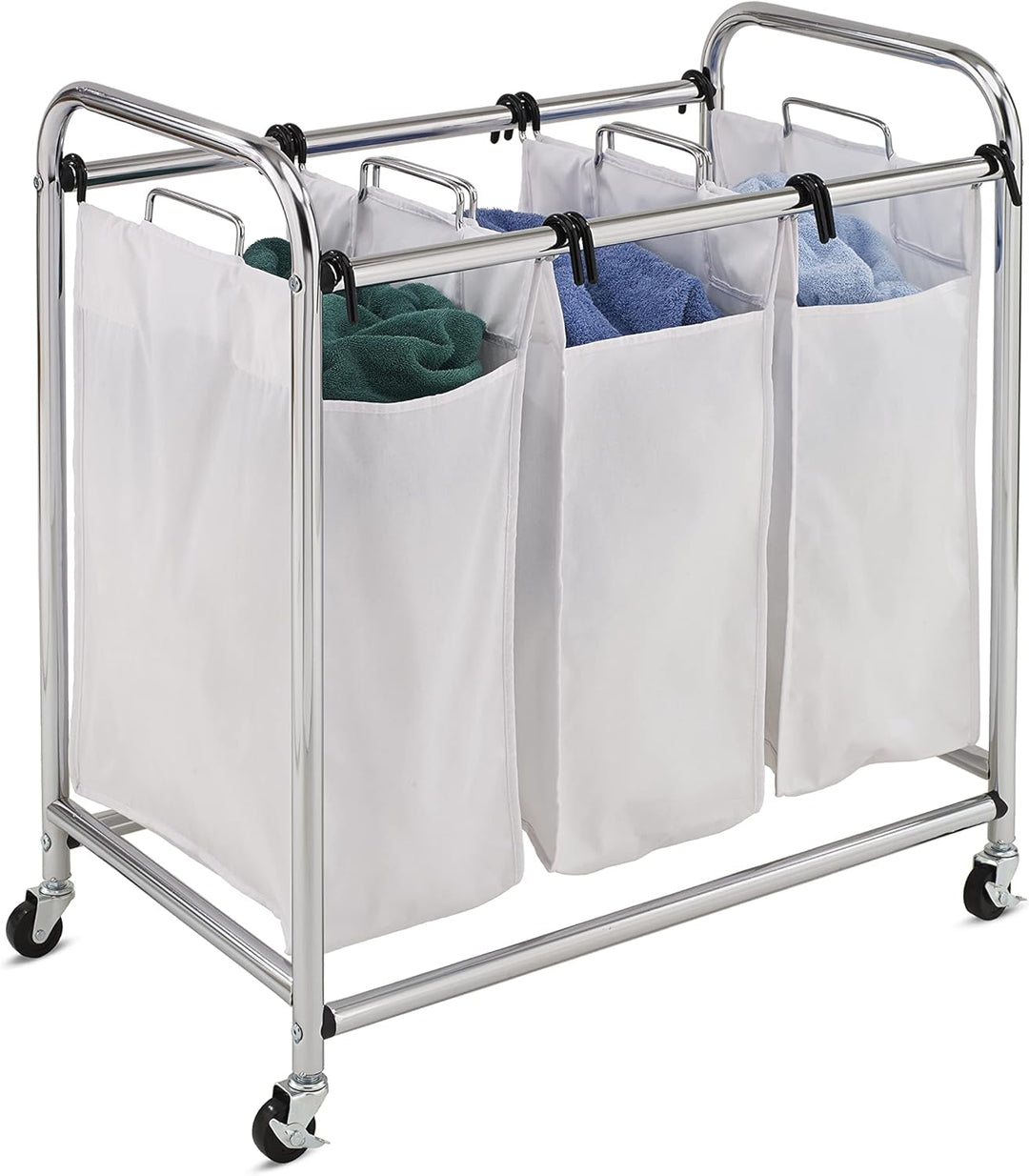 Honey-Can-Do SRT-01235 Verchromter Sortierer mit DREI Fächern Metall 45,7 x 78,1 x 81,3 cm, Chrom HD